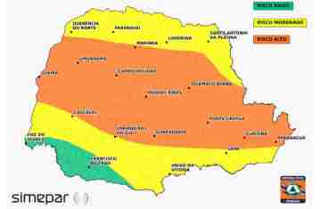  Defesa Civil alerta para risco de tempestades e granizo nesta quarta-feira no Paraná 